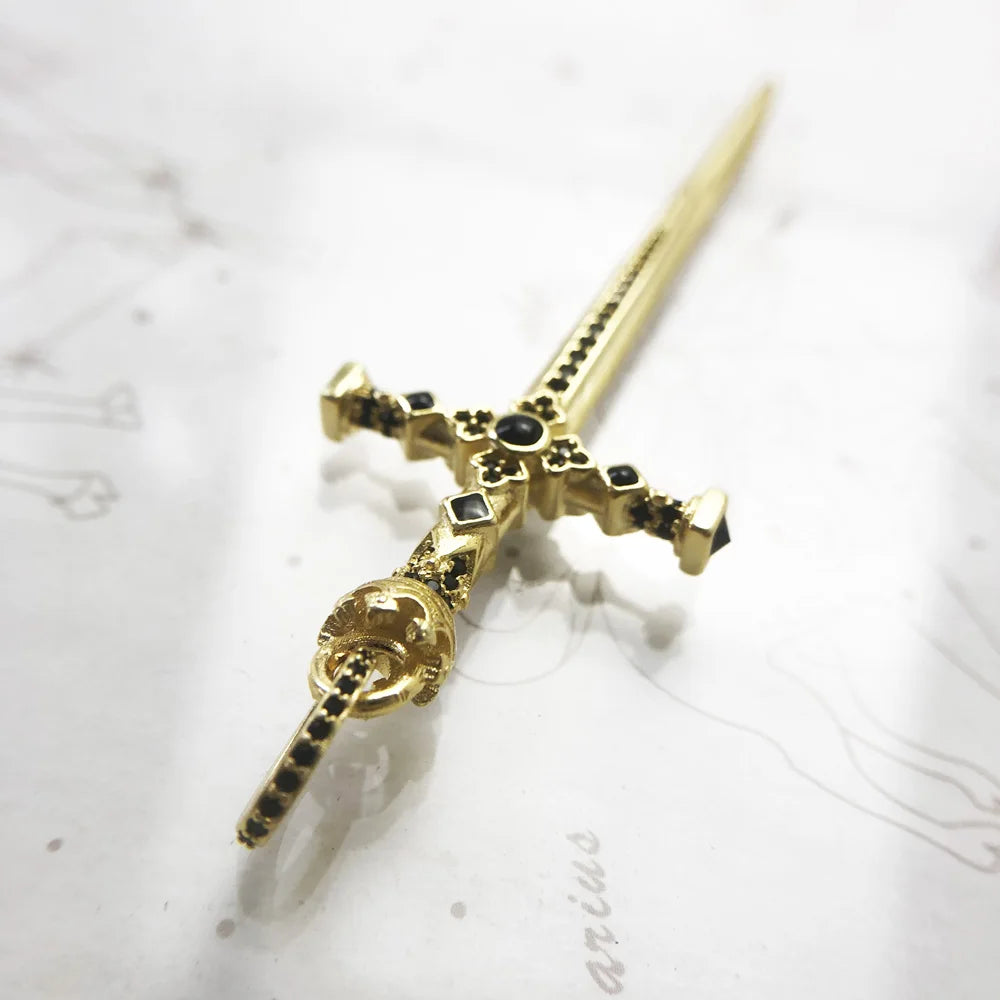 Damen-Charm-Anhänger Schwert Krone Ritter Schutz aus Sterlingsilber