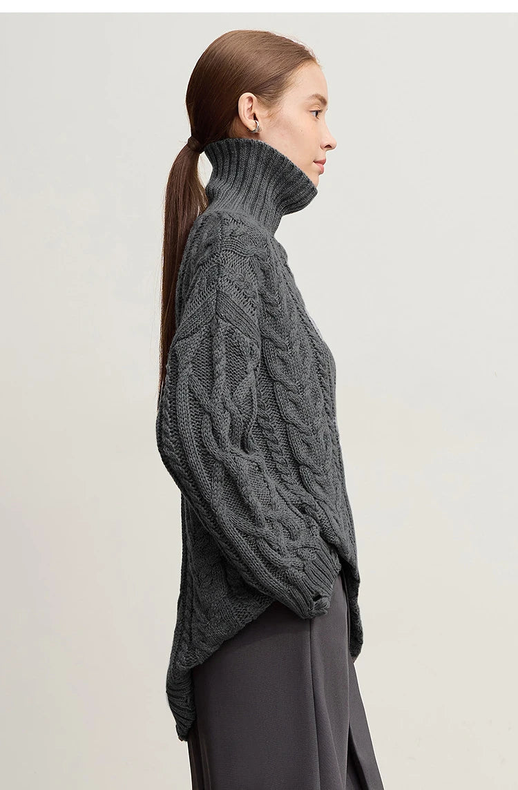 Damen-Rollkragenpullover Acryl locker warm Retro Winter