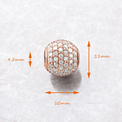 Damen-Charm Perle rosa Pavé Roségold aus Sterlingsilber
