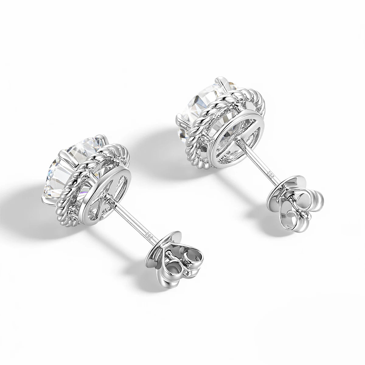 Unisex-Ohrstecker Moissanit D-Farbqualität aus 925er Sterling Silber GRA Zertifiziert