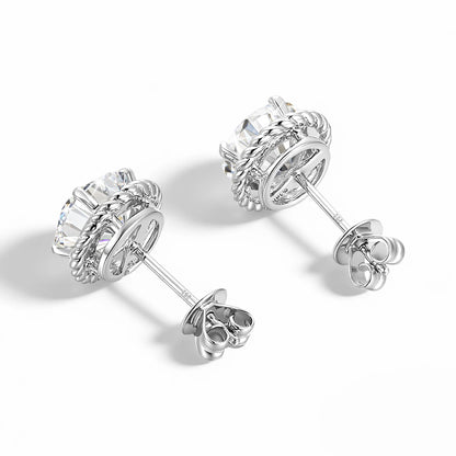 Unisex-Ohrstecker Moissanit D-Farbqualität aus 925er Sterling Silber GRA Zertifiziert