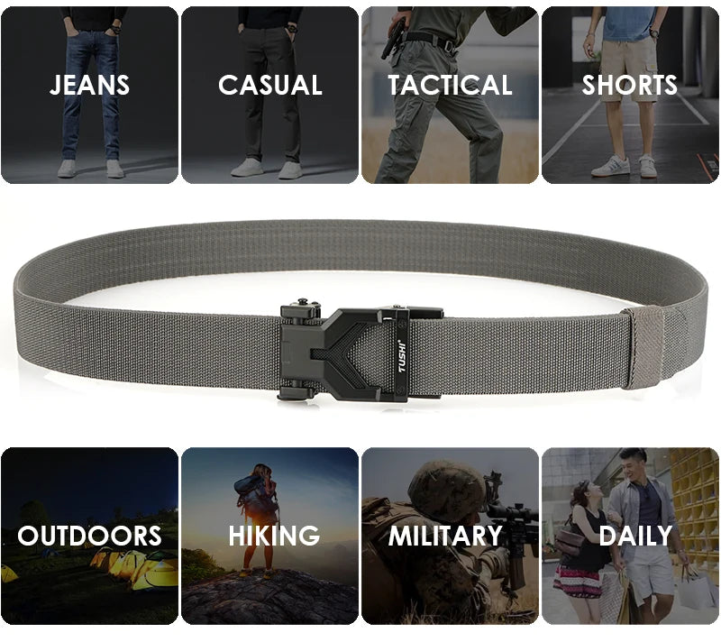Herren-Gürtel Elastischer 3,8 Zentimeter Breite Gurtband Mit Metall-Schnalle Und Automatikverschluss