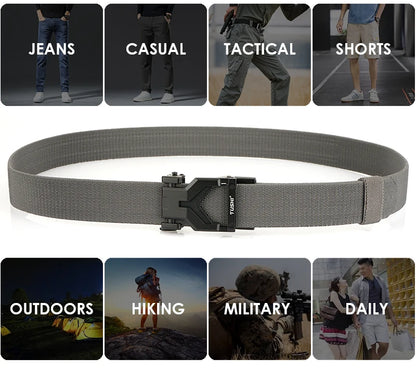 Herren-Gürtel Elastischer 3,8 Zentimeter Breite Gurtband Mit Metall-Schnalle Und Automatikverschluss