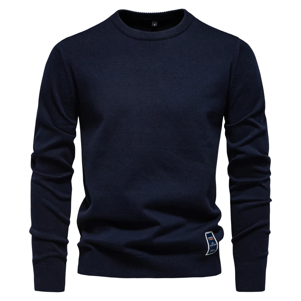 Herren Pullover aus massiver Baumwolle mit Rundhalsausschnitt und klassischem Design