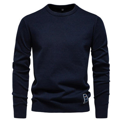 Herren Pullover aus massiver Baumwolle mit Rundhalsausschnitt und klassischem Design