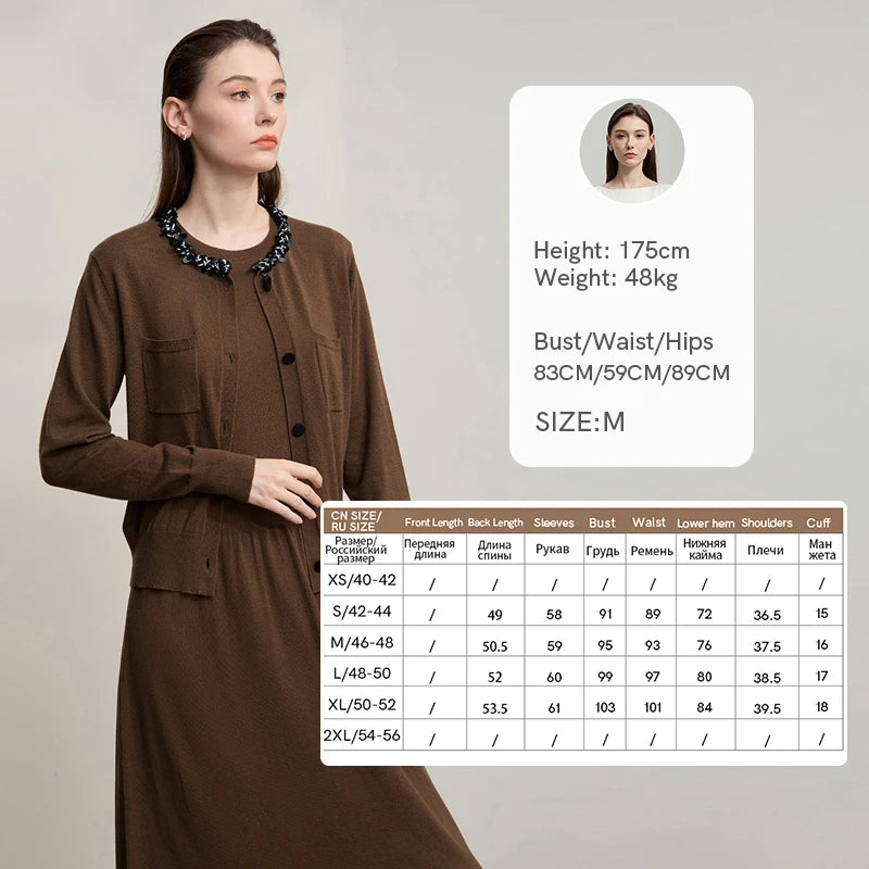Damen-Strickjacke ärmellos lang Rundhals einfarbig elegant Herbst