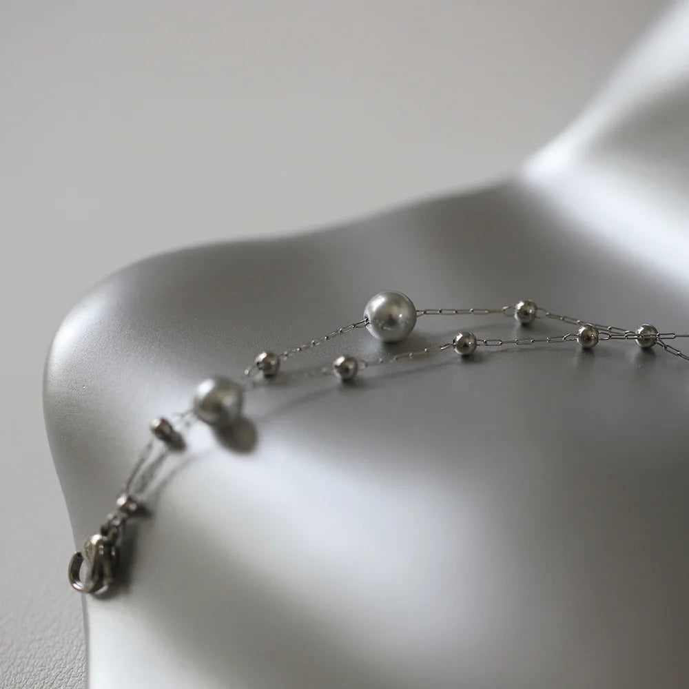 Damen-Armband mit Glasperle aus Titanstahl