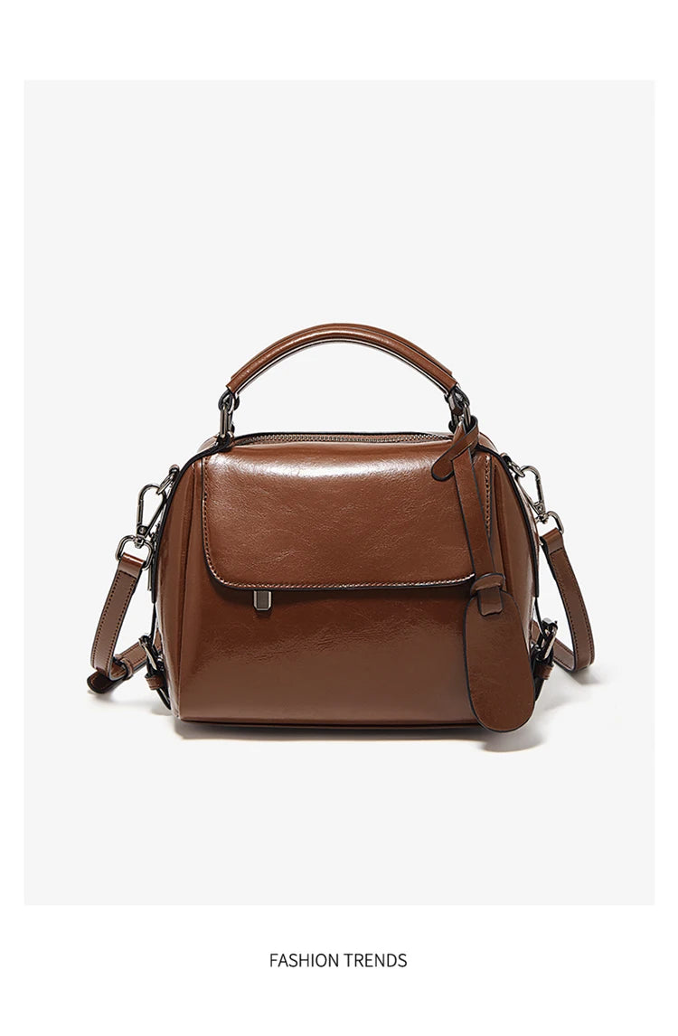 Damen Handtasche aus Spaltleder im Retro-Luxus-Design als Umhängetasche