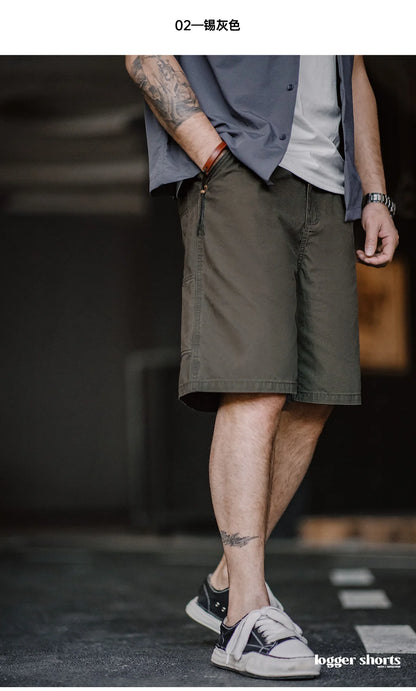 Herren Vintage Holzfäller Shorts mit Multi-Pocket und Reißverschluss für den Sommer