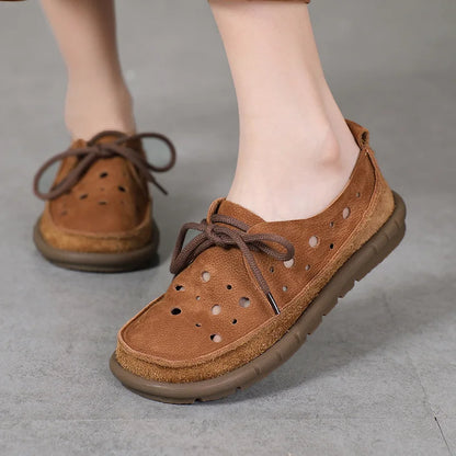 AIYUQI 2025, neue flache Damensandalen, rutschfeste Schnür-Loafer mit weichen Sohlen für Damen, Sommer-Strandschuhe mit großem Loch für Damen