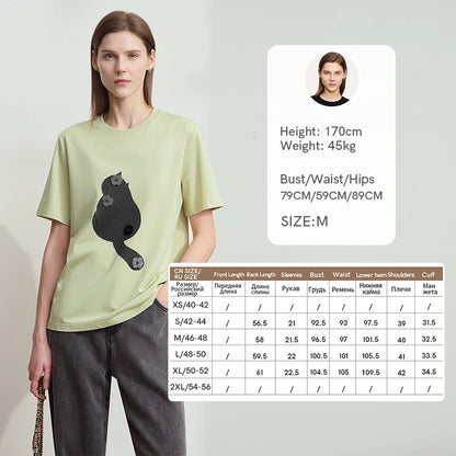 Damen T-Shirt im College-Stil aus leicht elastischem Lyocell mit minimalistischen Druck