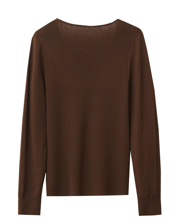 Damen V-Ausschnitt Pullover Wolle-Seide Slim Pendler Herbst