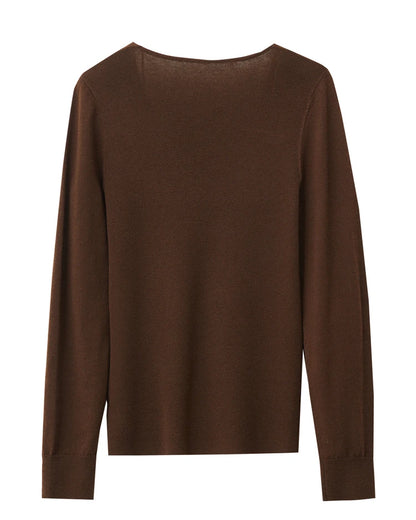 Damen V-Ausschnitt Pullover Wolle-Seide Slim Pendler Herbst