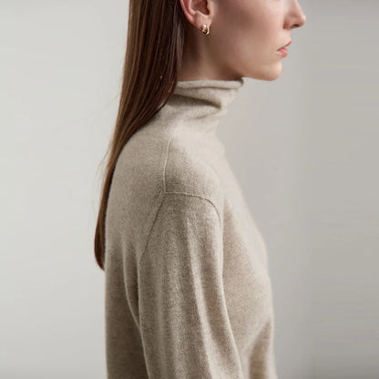 Damen-Rollkragenpullover Wolle-Kaschmir warm elegant Herbst-Winter
