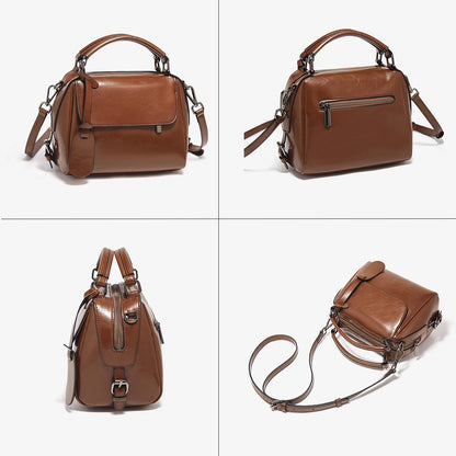Damen Handtasche aus Spaltleder im Retro-Luxus-Design als Umhängetasche