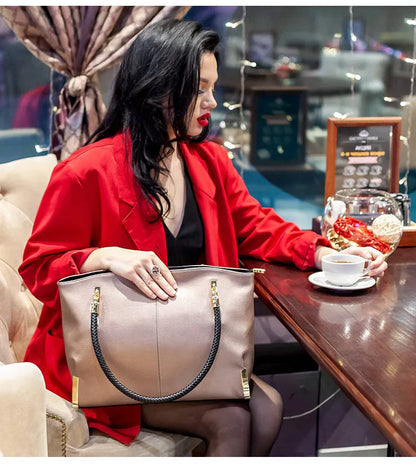 Damen Handtasche aus Rindsleder – Elegante Schultertasche mit Reißverschluss und großem Stauraum
