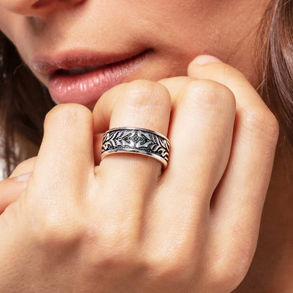Damen-Ring Tigermuster schwarz rebellisch aus Sterlingsilber
