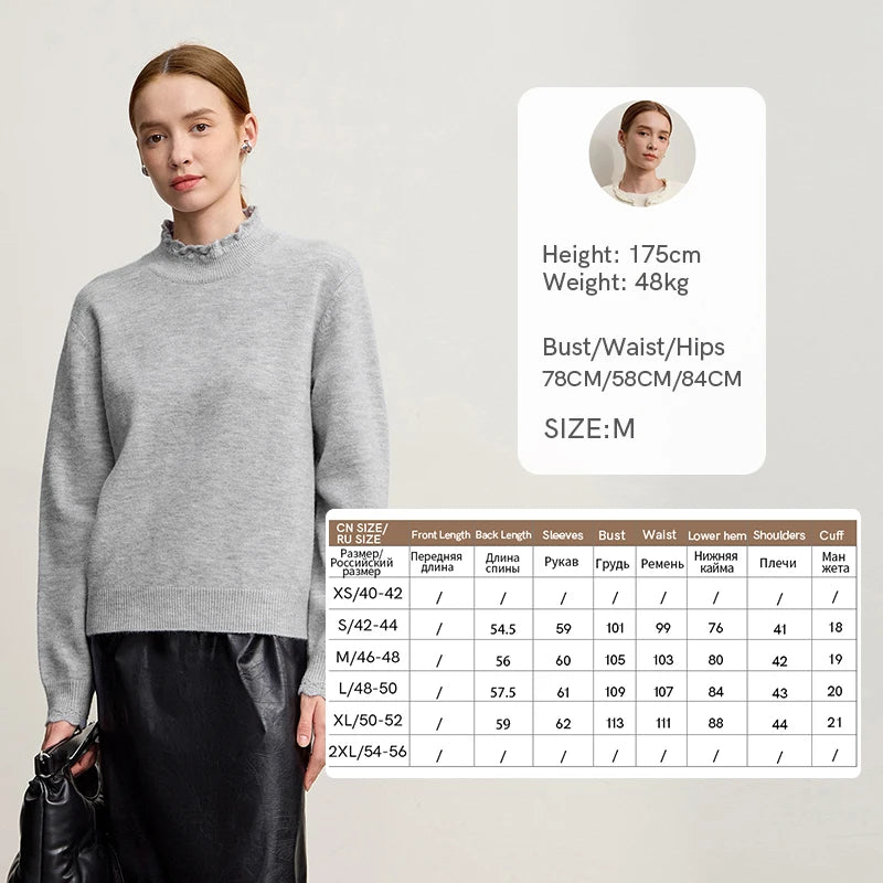Rollkragenpullover für Damen in Grau, hoher Rollkragen, lange Ärmel, lässiger Schnitt.