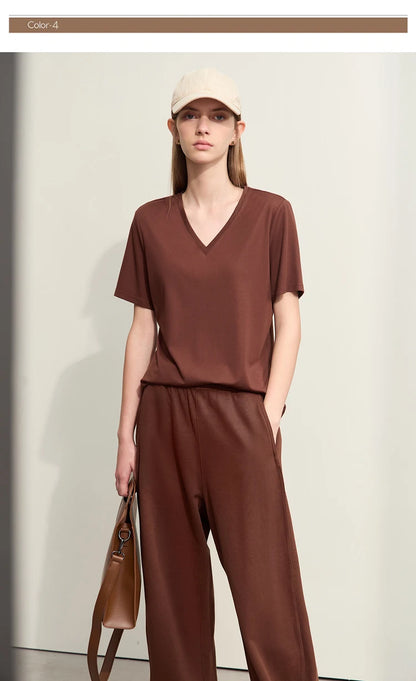 Damen Kurzarm-T-Shirts mit V-Ausschnitt und Sonnenschutz für kühles Gefühl