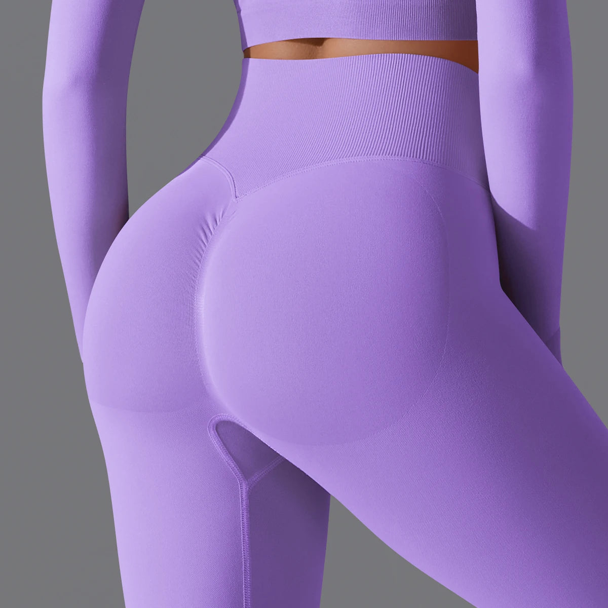 Nahtlose Yoga-Hose für Damen in Lavendel mit Booty-Lift-Form am Po
