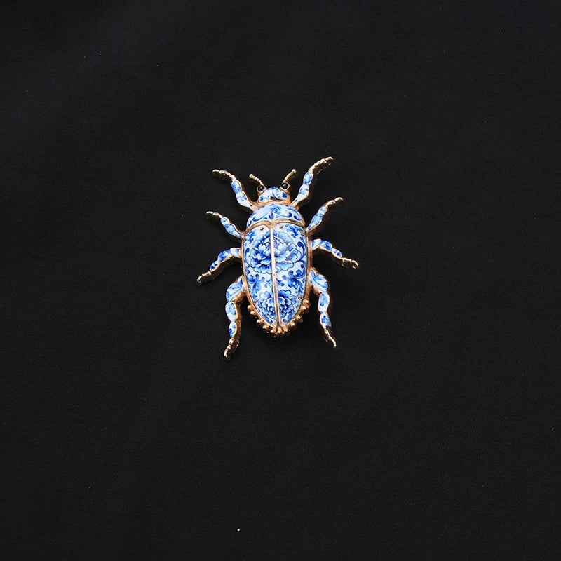 Brosche Emaille Porzellan Drache Schmetterling Frosch Krabbe Tier Reversnadel