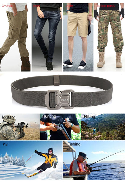 Herren-Elastischer Outdoor-Gürtel aus Aluminiumlegierung mit Schnellverschluss für Trekking