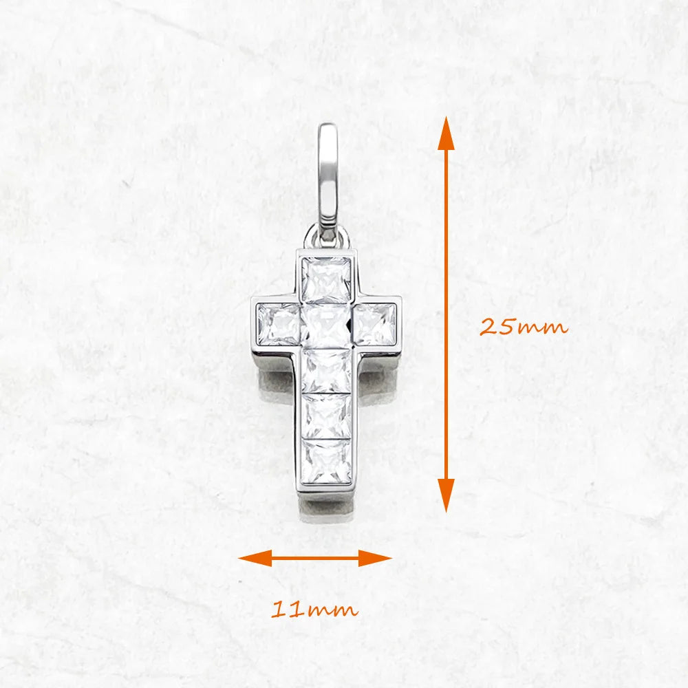 Kreuzanhänger 925 Sterling Silber, Detailansicht mit Maßen 25 mm und 11 mm