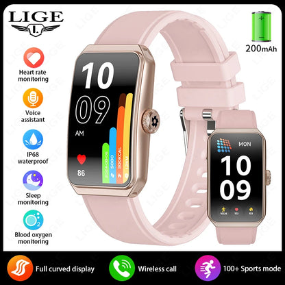 LIGE 1,47" 3D-Smartwatch mit vollem gebogenem Bildschirm, kabelloser Anruf, Fitness, Bluetooth, Musikuhren, Herzfrequenz-Schlafmonitor, Smartwatch