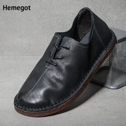 Lederschuh für Herren in Schwarz, Schnürschuh mit brauner Rahmennaht