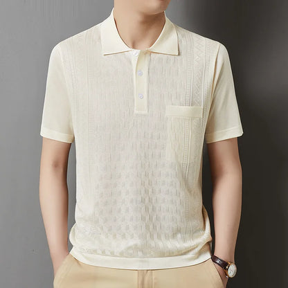 Kurzes Herren-Poloshirt mit Perlenkragen – ideal für Sport und Freizeit im Sommer