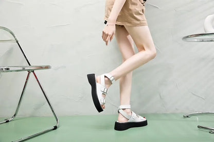 Aiyuqi Sandalen Frauen echtes Leder 2024 neue Sommer offene Frauen Strands andalen Keil Mode Damen Sandalen