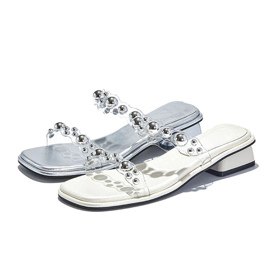 AIYUQI 2025, neue Damen-Hausschuhe, quadratische Zehen, Ein-Riemen-Sandalen für Damen, Sommer, große, bequeme Damenschuhe