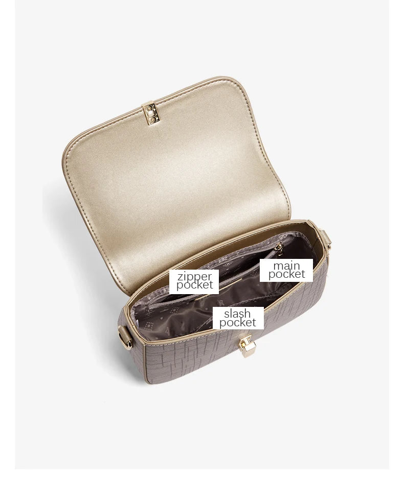 Damen-Schultertasche aus Split-Leder mit Luxus-Design Sattel-Tasche für Alltag und Freizeit