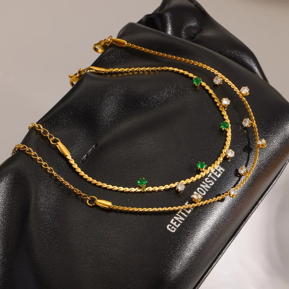 Damen-Armband CZ-Station aus Edelstahl