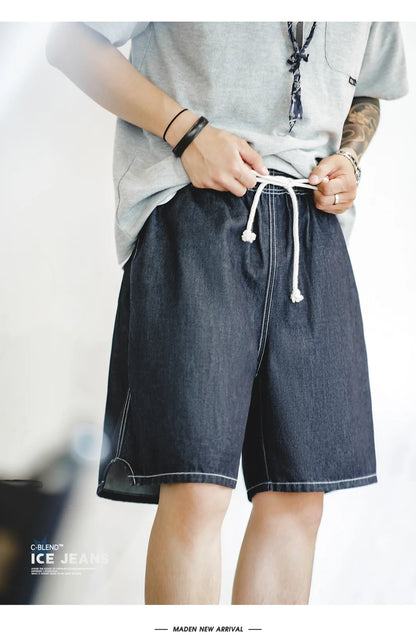 Herren Denim-Shorts im Vintage-Stil mit elastischer Taille für den Sommer