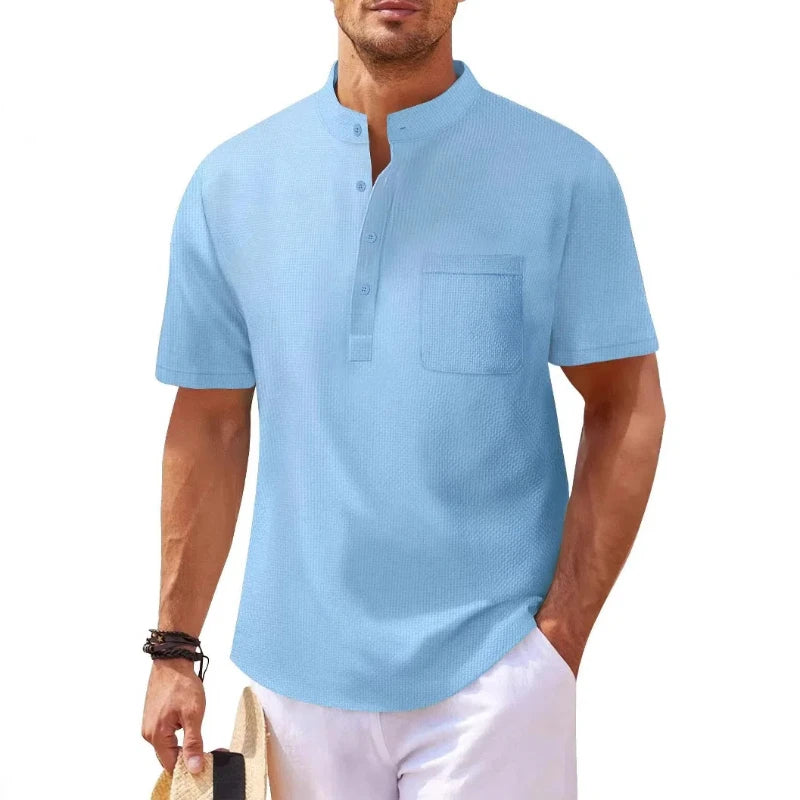 Langarm-Poloshirt für Herren mit Reverskragen – dünnes, vielseitiges Oberteil für Business und Freizeit in Uni-Farben, ideal für den Frühling und Herbst
