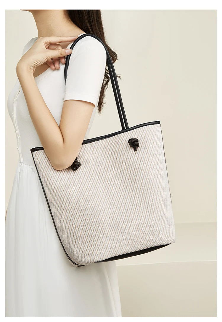 Damen Schultertasche aus Stoff im Bucket-Stil Casual Große Tasche