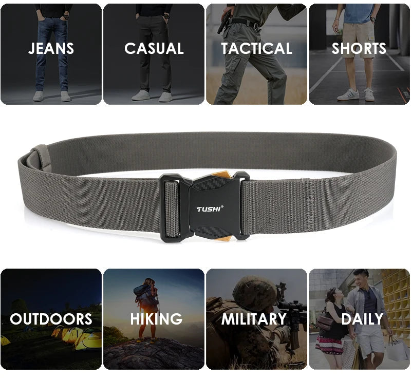 Herren-Taktischer Gürtel aus Nylon mit Elastikband für Outdoor Militärsport Schnellverschluss