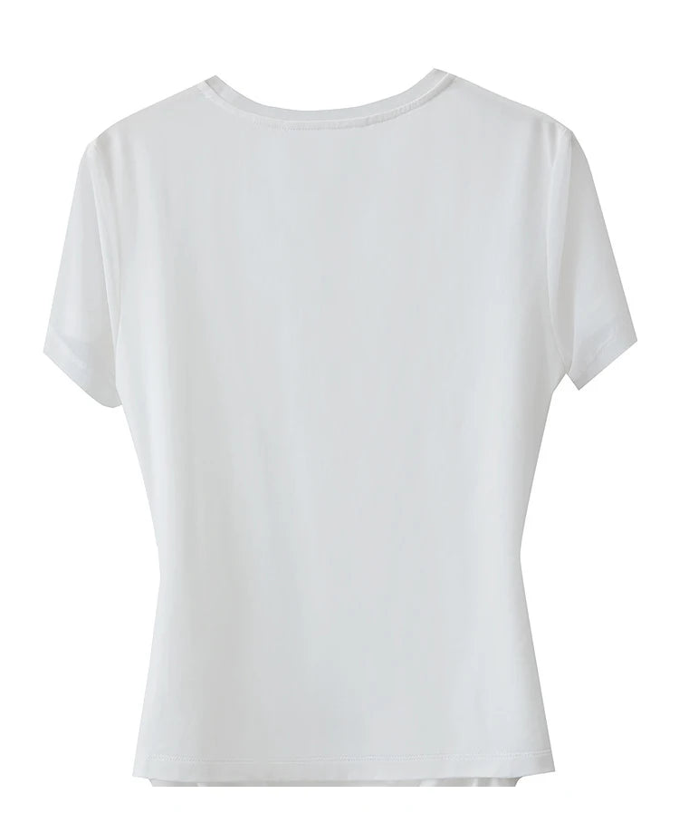 Damen T-Shirt im minimalistischen Sommerstil mit Rundhalsausschnitt und figurformendem Schnitt