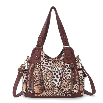 Damen-Handtasche aus PU-Leder Großes Crossbody-Design Vintage-Stil mit Reißverschluss Innenfach