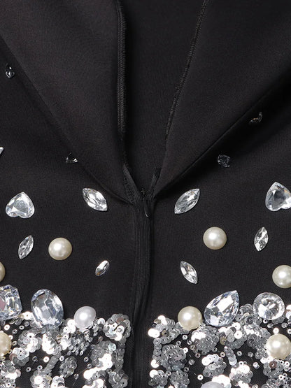 Elegantes ärmelloses Midi-Kleid mit Rundhalsausschnitt und Patchwork-Schal – stilvolle Tunika für Damen