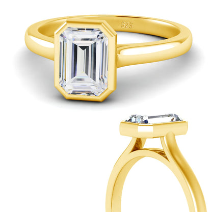 Damen-Ring aus Silber 925 mit Moissanit im Smaragd-Schliff 1 Karat Zertifikat inklusive Echtheitsprüfung
