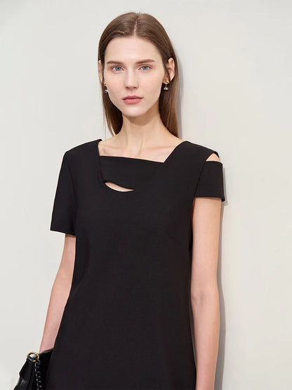 Stylisches Asymmetrisches Kurzarmkleid Elegant Für Damen Sommer
