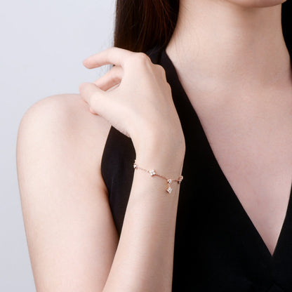 Damen-Armband Kleeblatt mit Moissanit verstellbar