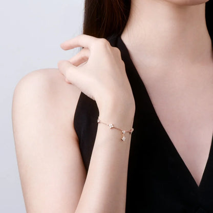 Damen-Armband Kleeblatt mit Moissanit verstellbar
