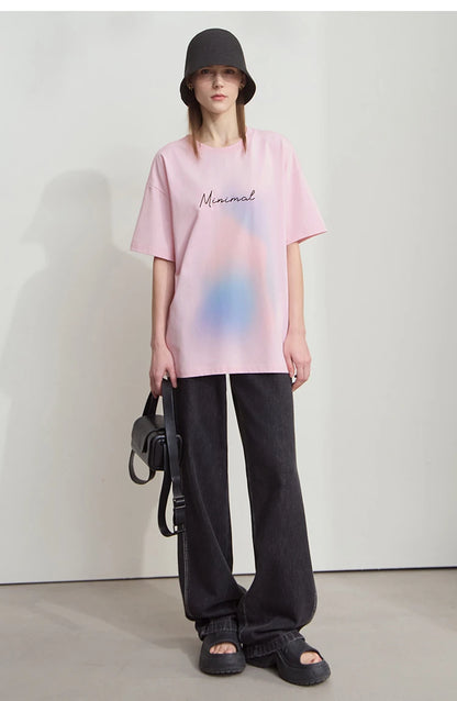 Damen Sommer T-Shirt mit lockerer Passform und buntem Farbverlauf