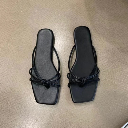 Damen Flache Sandalen Karree Retro Römisch
