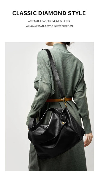Damen Handtasche aus echtem Leder mit großer Kapazität