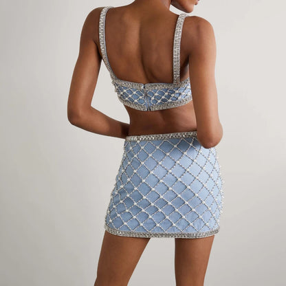 Eleganter Damen-Minirock mit Patchwork-Design und Rüschen – hoher Bund und figurbetonte Falten für modische Auftritte
