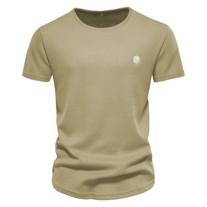 Herren T-Shirt aus Waffelstoff im einfarbigen Casual-Stil für den Sommer